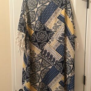 Cato Blue and Yellow Patchwork Kimono